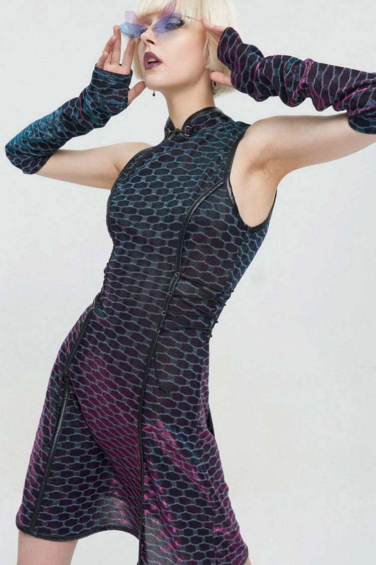 Chinese Style Cheongsam Collar Sleeveless Short Dress