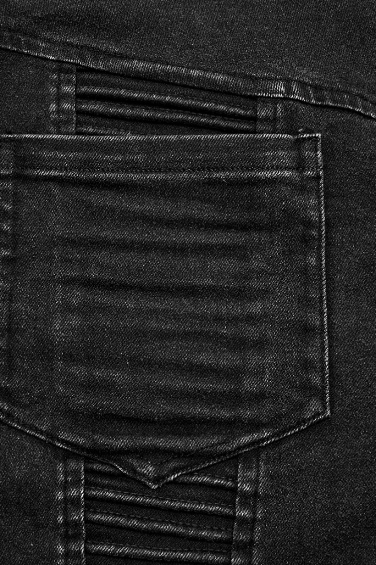 Punk Men's Pleated Cargo Pants, Jet Black