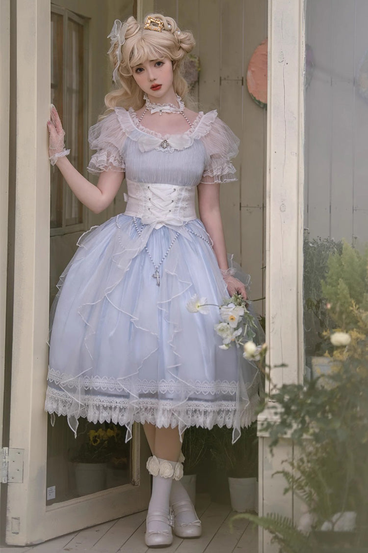 Cerulean Mermaid Teardrop Short-Sleeve Bowknot Sweet Princess Lolita Dress