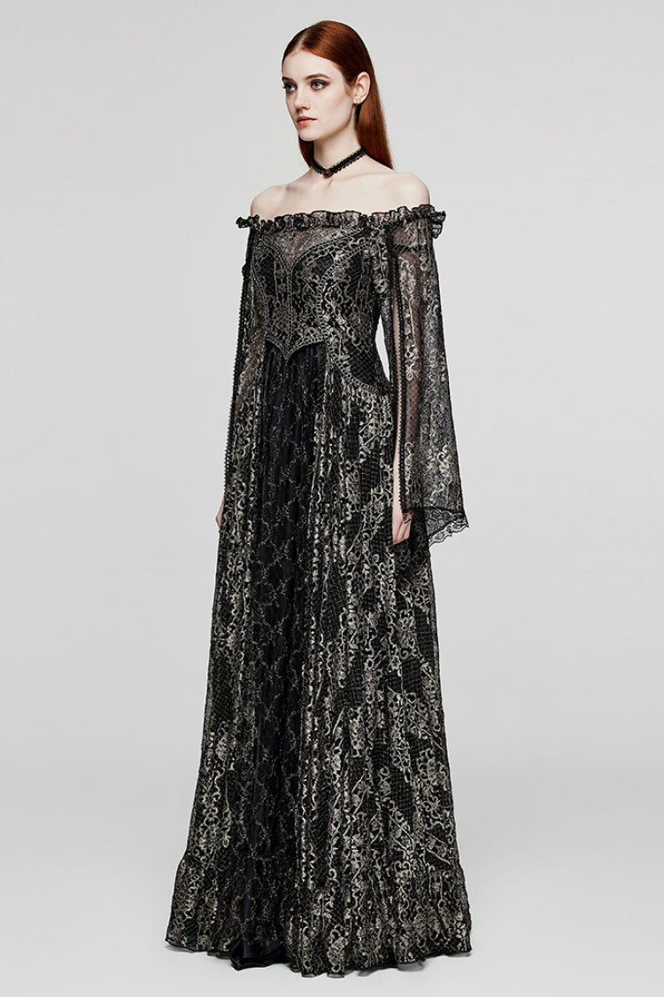 Gothic Dress with Mesh and Stitching