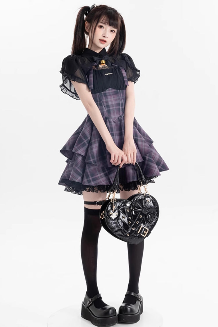Violet Magic Cat Double Stripe Printed Bow Lolita Jumper