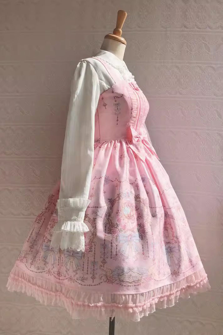 Delicate Print Ruffle Bowknot Sweet Lolita JSK Dress, Four Colors