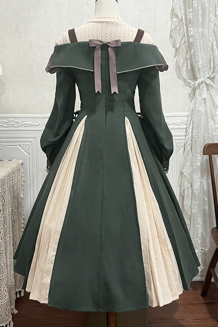 Emerald Long-Sleeve Ruffled Embroidered Bowknot Gothic Princess Lolita Dress