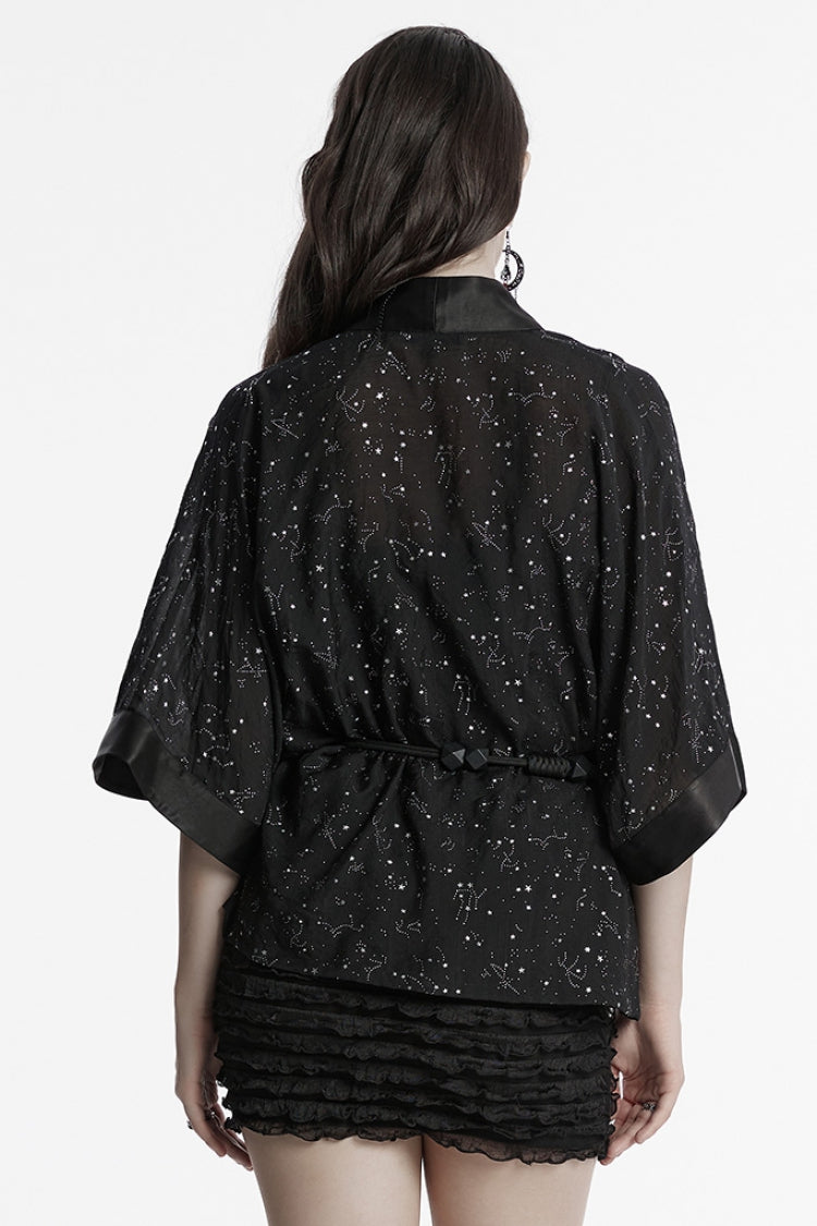 Gothic Coat with Star Lace-Up, Half Sleeves, Hollow Shoulder