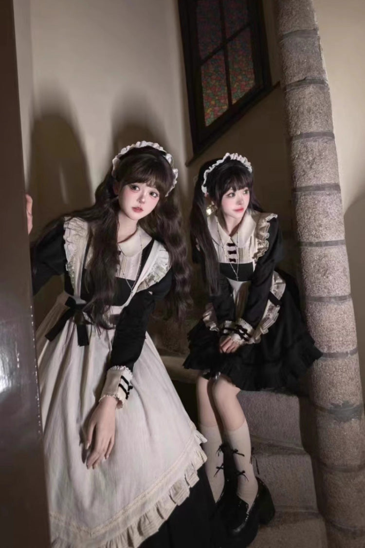 Black Maid Collar Ruffled Short Sleeve Classic Lolita Dress