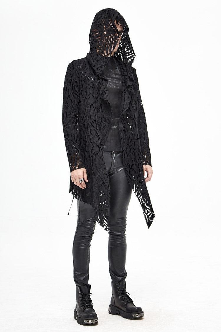 Sharp Hem Punk Coat with Broken Holes