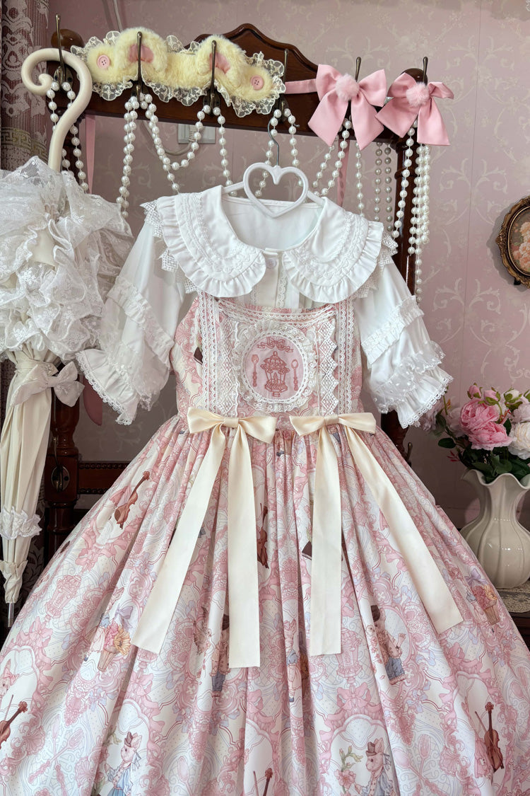 Sleeveless Printed Ruffled Embroidered Sweet Lolita JSK