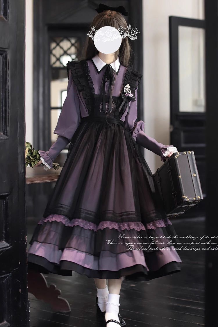 Black Embroidered Mesh Bow Sweet Elegant Jumper - Witch Academy