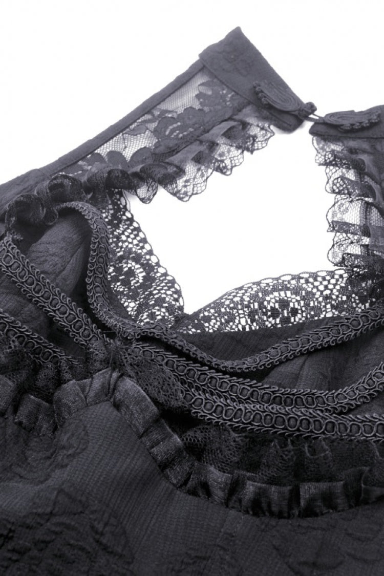 Off Shoulder Halterneck Lace Irregular High Low Multi-Layered Gothic Dress