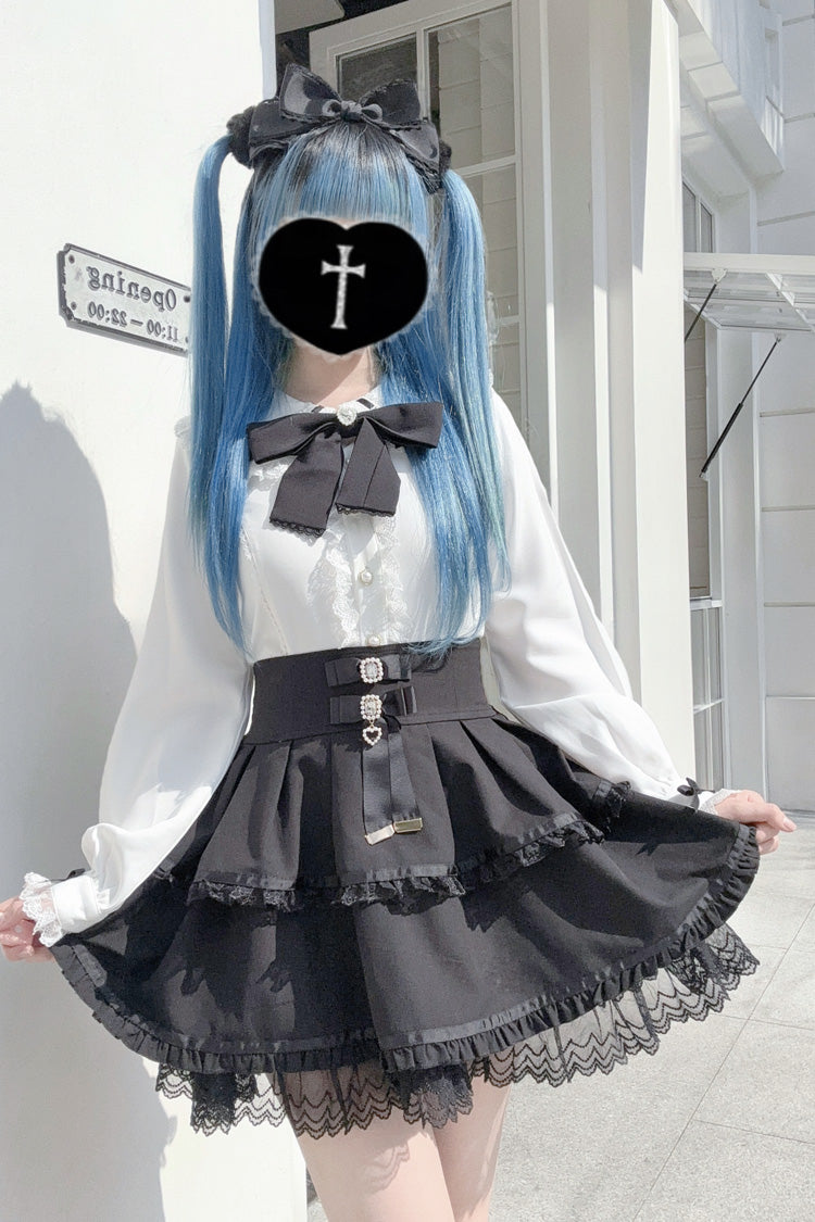 Bunny-Eared Bow and Lace Jirai Blouse in Three Shades