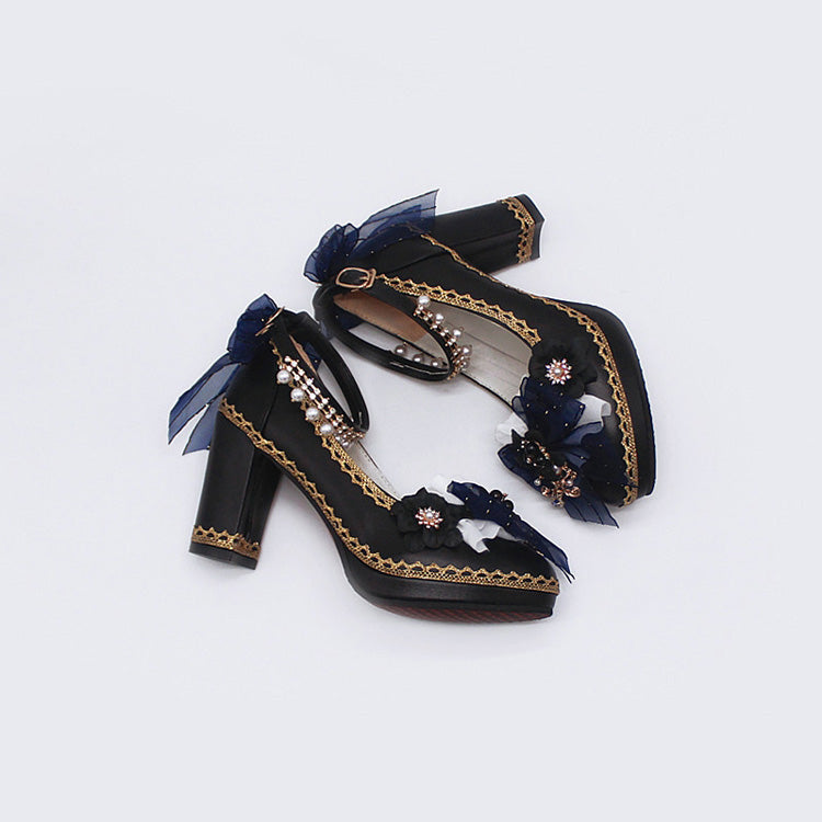 Ribbon Lace Girly Lolita High-Heels - 6 Shades