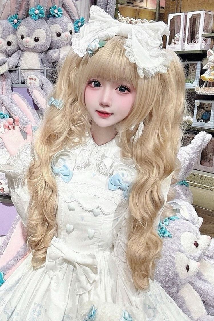 Bleached Walnut Brown Soft Curls Sweet Lolita Wig Set