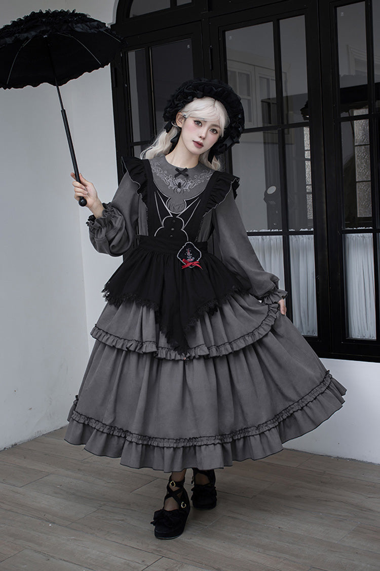 Castle Night Long Sleeved Ruffled Embroidered Gothic Lolita Dress