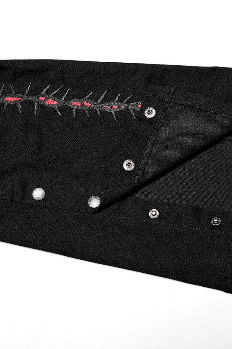 Crimson & Noir Steampunk Buckle Accent Flared Trousers for Women