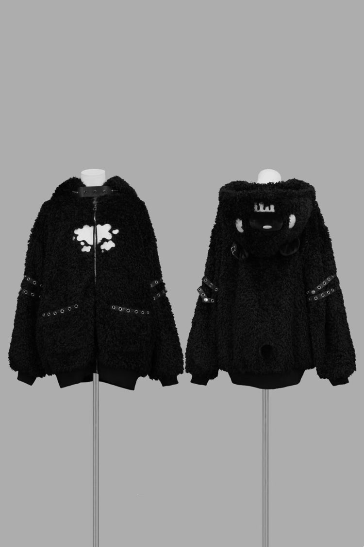 Black Bear-Ear Hooded Zip-Up Gothic Lolita Coat