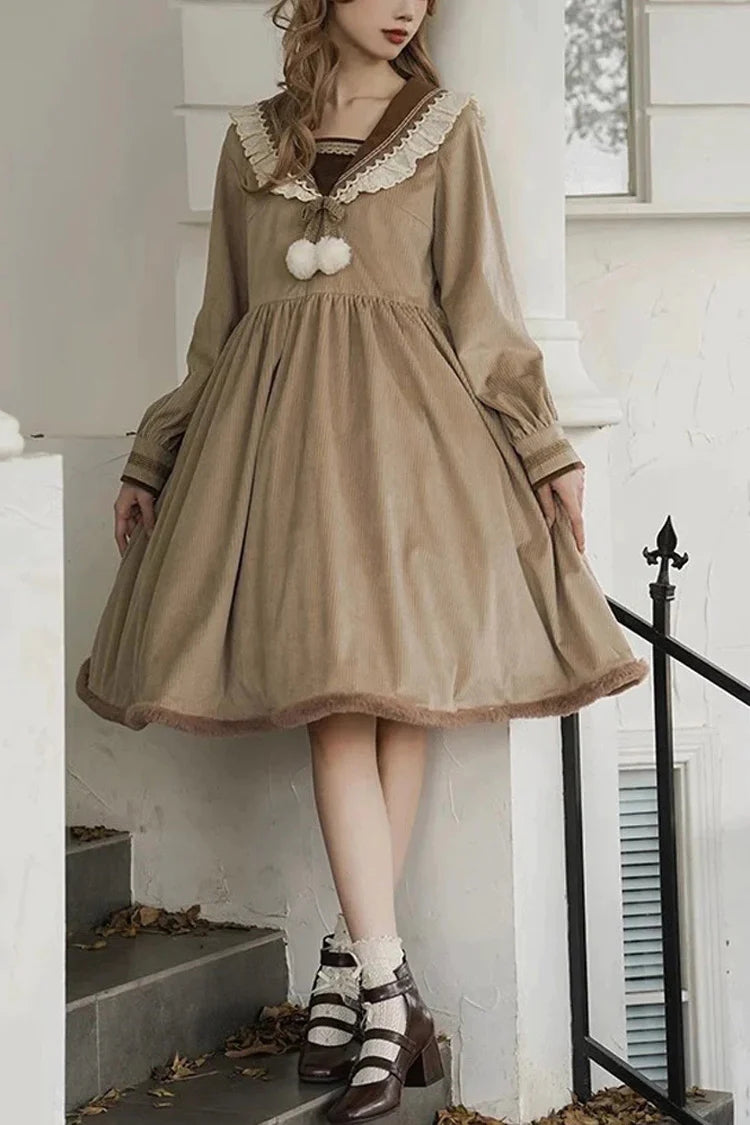 Brown Coco Diary Long Sleeve Autumn Winter Sweet Princess Lolita Dress