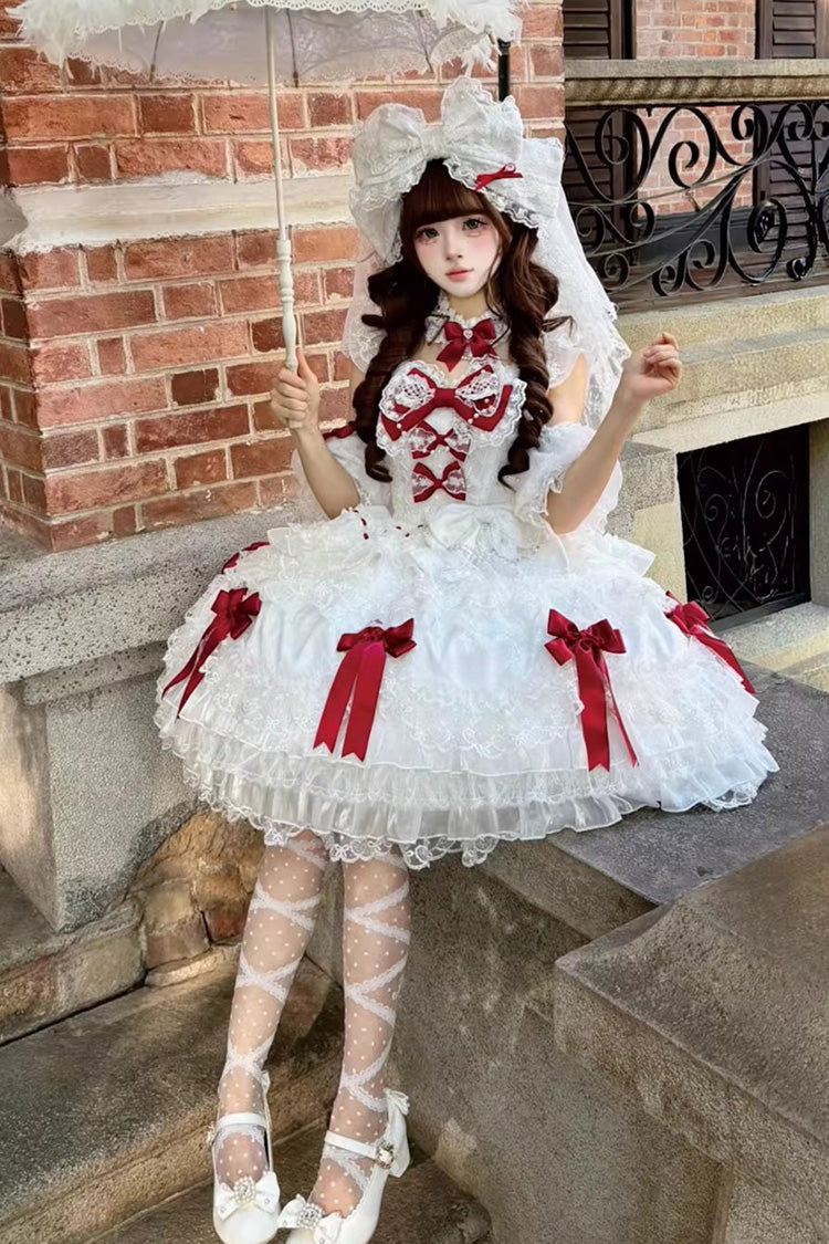 Ivory Pearl-Adorned Princess JSK with Ruffled Layers - Dream of the Misty Moon