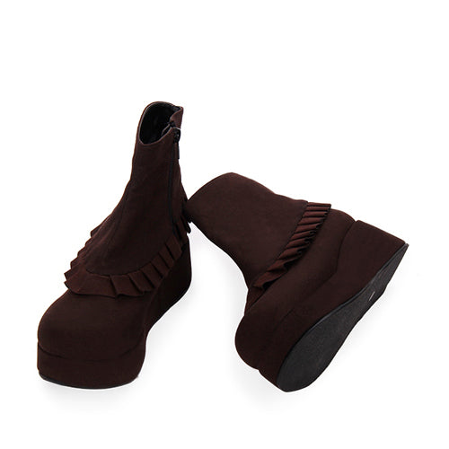 Ruffle College Style Round-Toe Platform Boots for Lolita