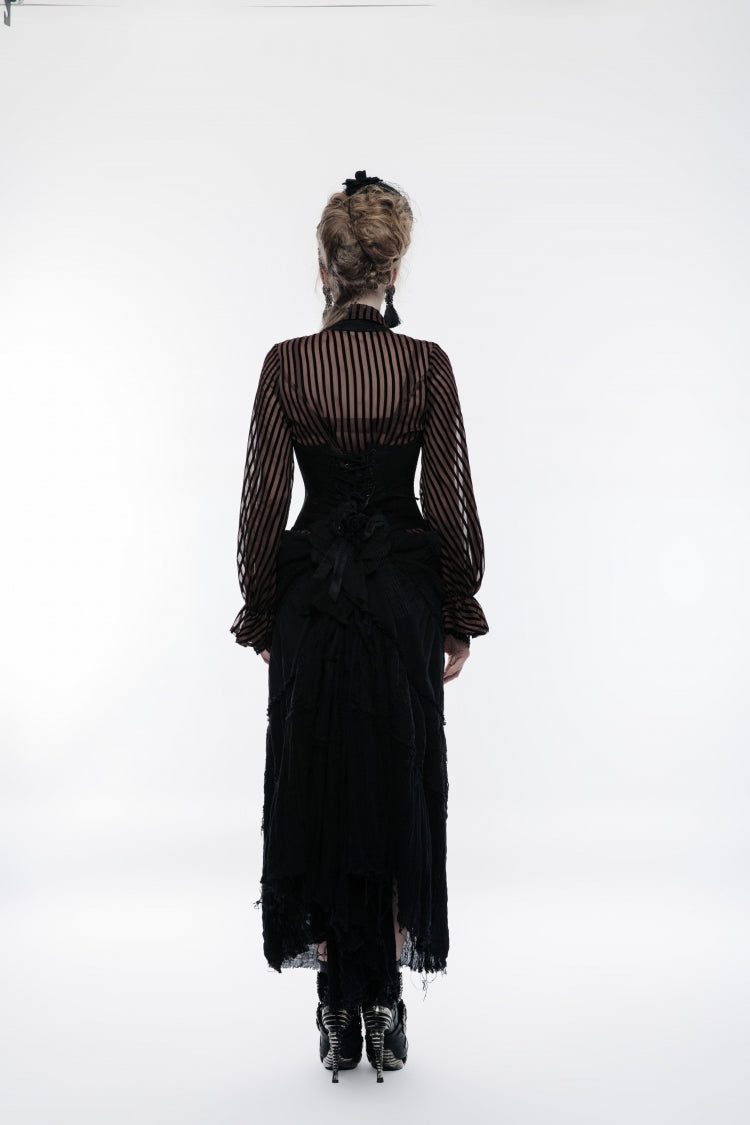 Supportive Black Jacquard Lace-Up Halter Gothic Breast Vest