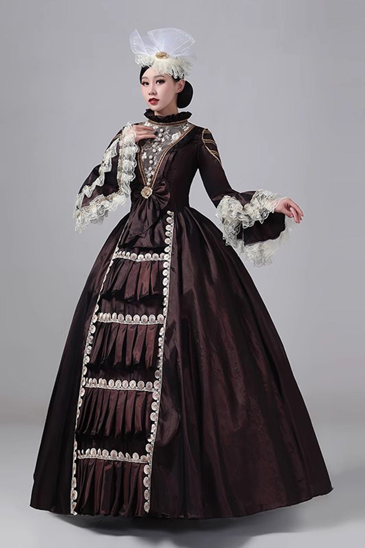 British Embroidered Medieval Victorian Gown - Vintage Court Style