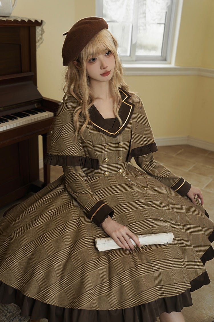 Baker Street Stories Stripe Print Ruffle Two-Piece British College Classic