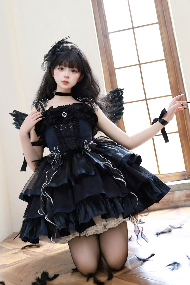 Wings Arrival Multilayer Ruffle Ballet Sweet Elegant Lolita Jumper Dress 3 Colors