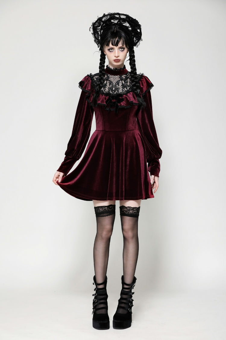 Scarlet Crochet Velvet Gothic Graduation Gown