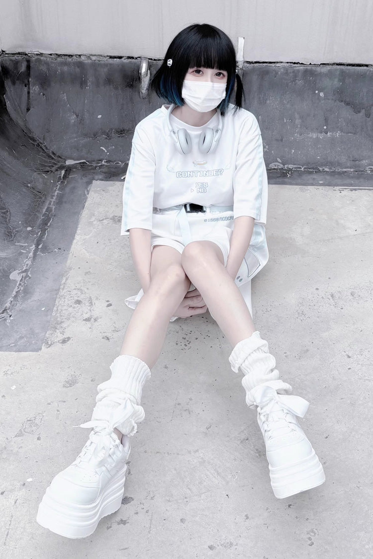College Lace-Up Sweet Jirai Kei Platforms - 2 Colors