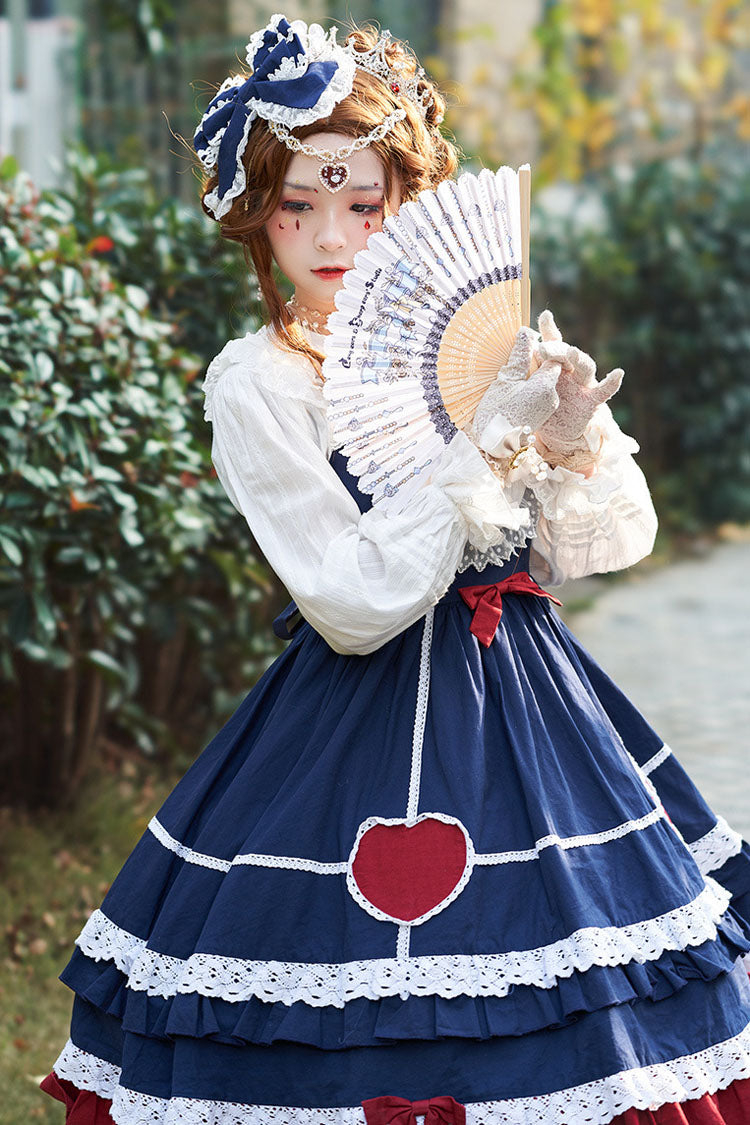 Blue Sweet Lolita JSK Dress with Lace and High Waist Bowknot - Altfashion Shop