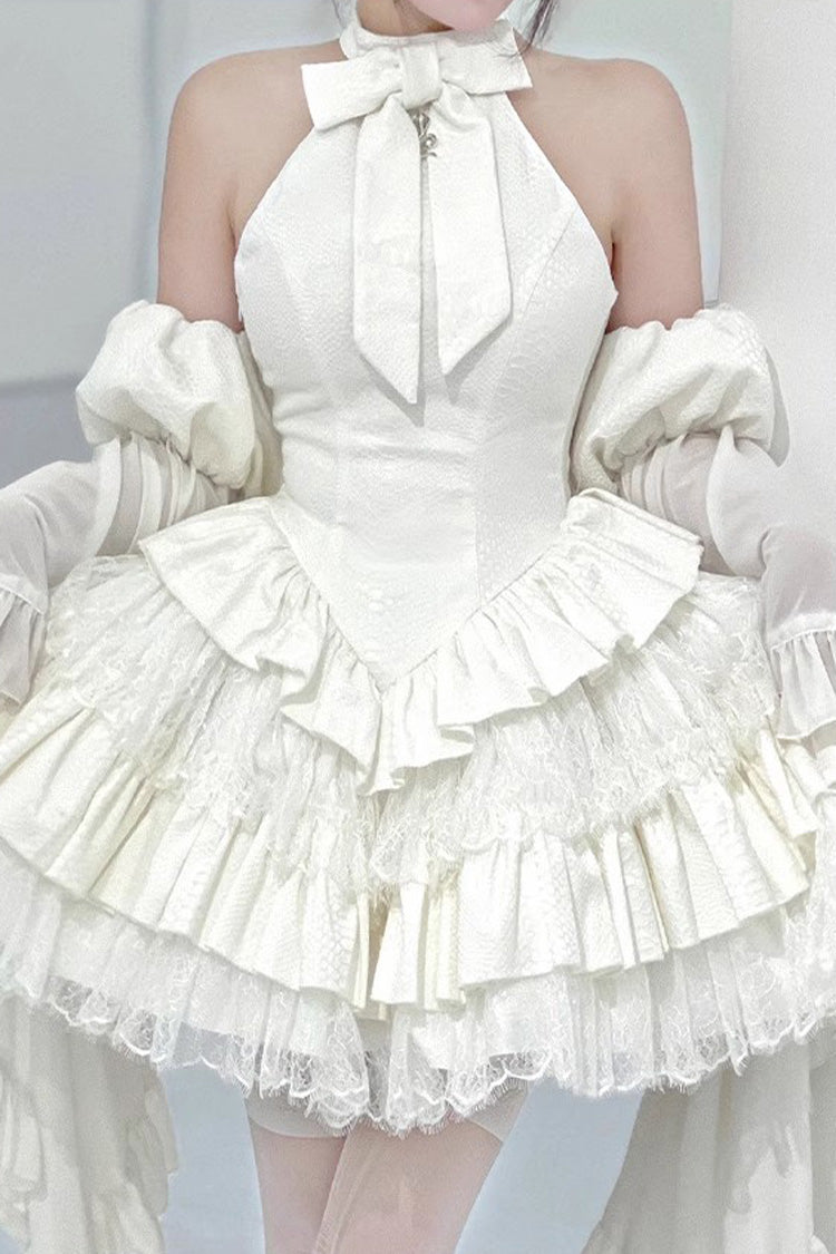 Gothic Lolita Snake Halterneck Dress with Multi-Layer Ruffles