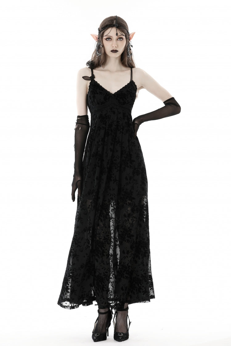 Sleeveless Lace Gothic Maxi Rose Slip Dress