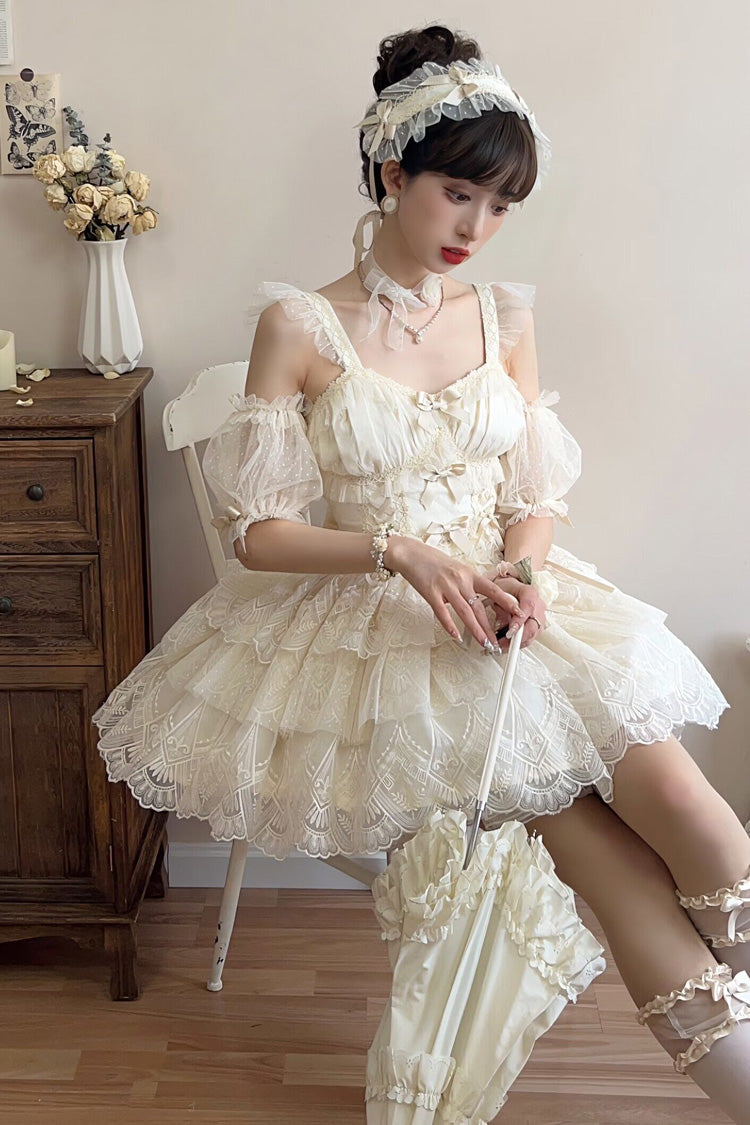 Ivory Triple-Layer Sweet Skirt with Bow - Tidal