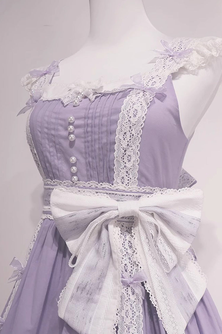 Heliotrope Print Ruffled Embroidered Bow Classic Vintage Gown