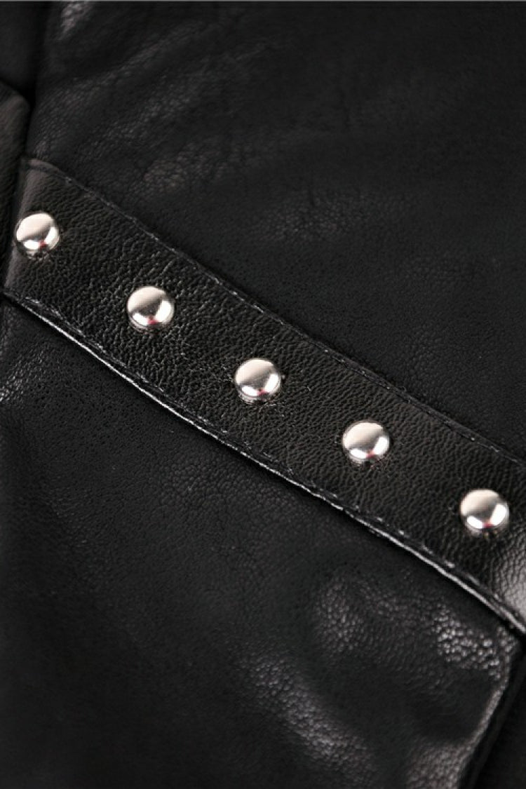 Punk Jacket with Cut-Out Chest Irregular Hem Lace-Up Buckles
