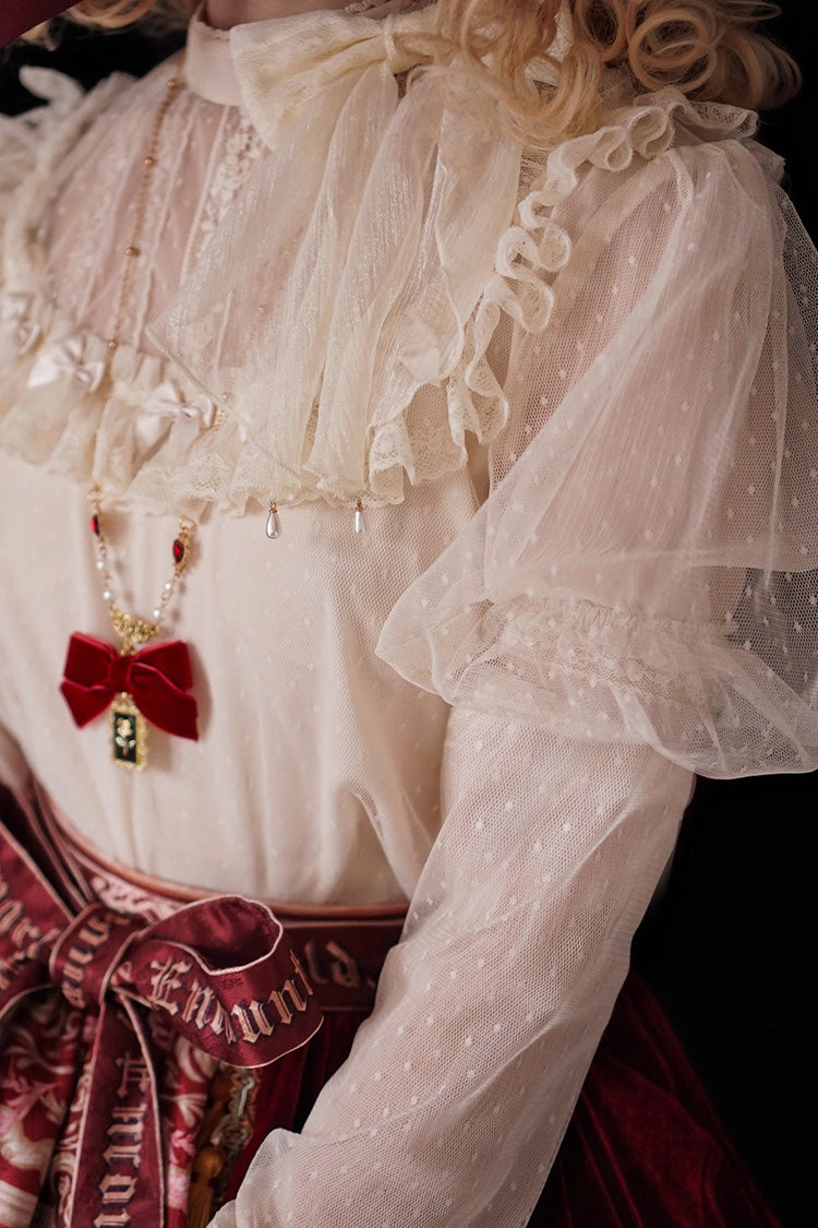 Cream Kaleidoscope Dreams Stand Collar Long Sleeve Frilled Sweet Lolita Blouse