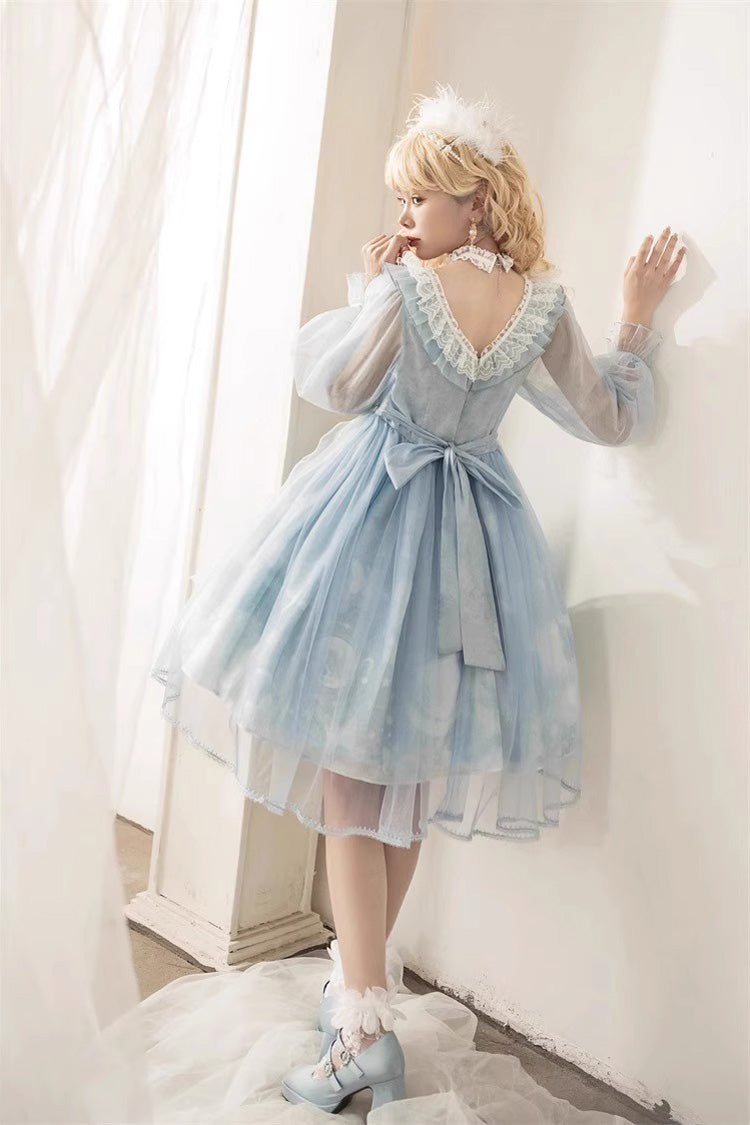Planet Butterfly Printed Gothic Lolita Dress - Bowknot Classic