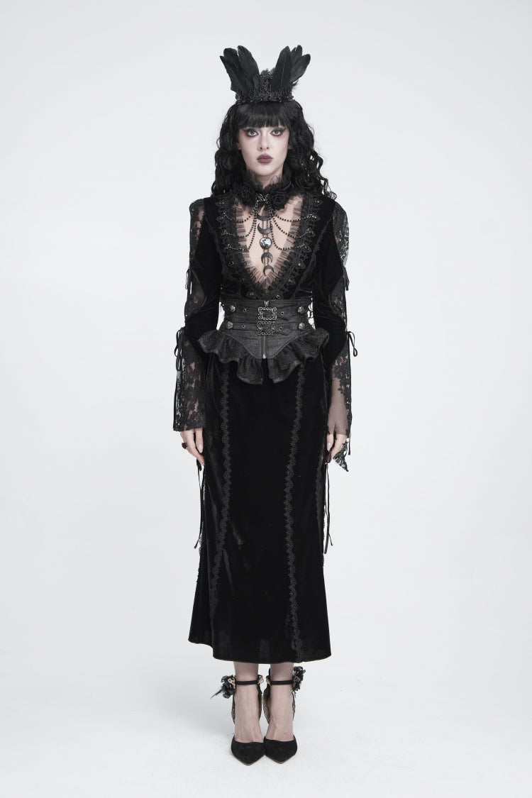 Slim Fit Buckled Zippered Pleated Gothic Girdle for Women Lace