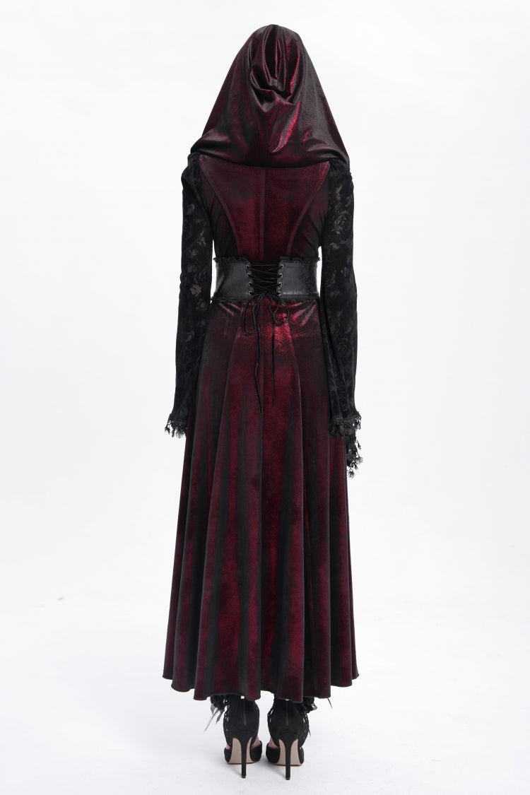 Scarlet Hollow Embroidery Hooded Ripped Gothic Coat