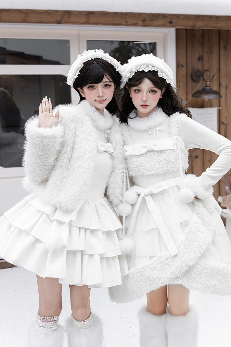 Triple Ruffled Bow Sweet Lolita JSK Outfit