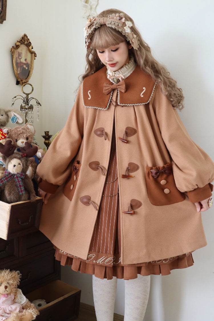 Violin Embroidery Horn Button Sweet College Lolita Coat