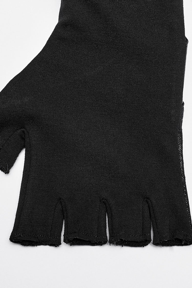 Steampunk Lace-Up Gloves with Rivet Print for Men in 2 Tones