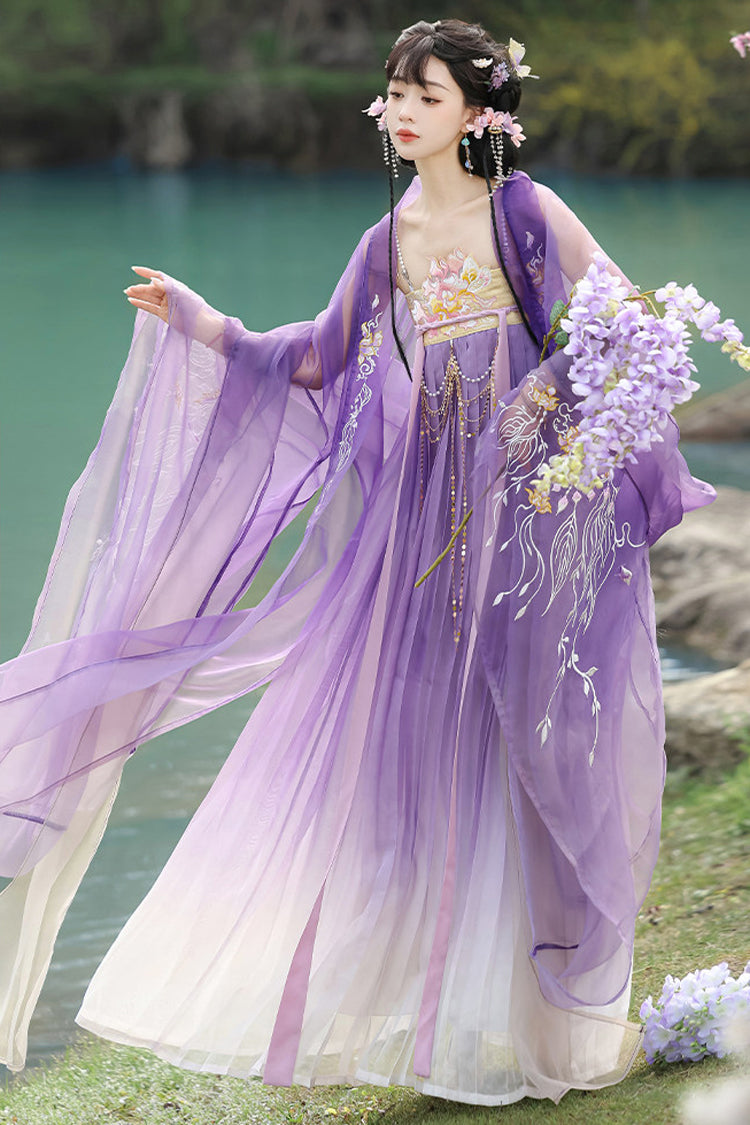 Violet Tang Dynasty Legends High Waist Printed Embroidered Hanfu Set