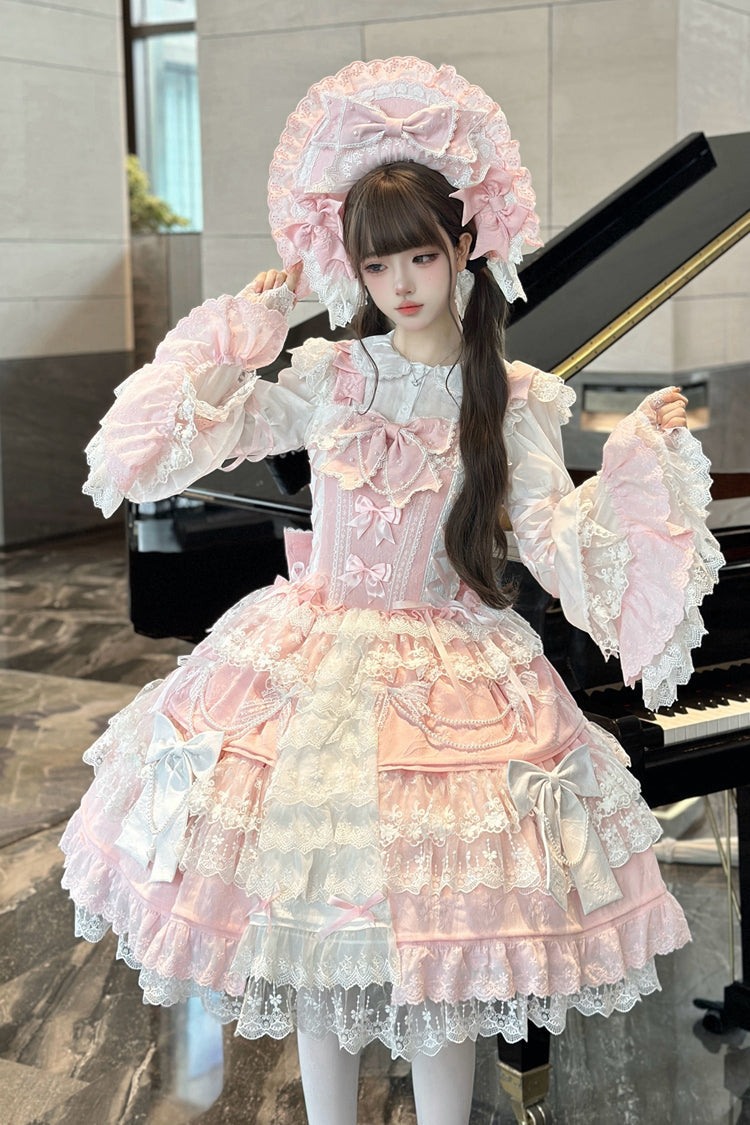 Sakura Love Gorgeous Lolita JSK with Embroidery and Jacquard Ruffles