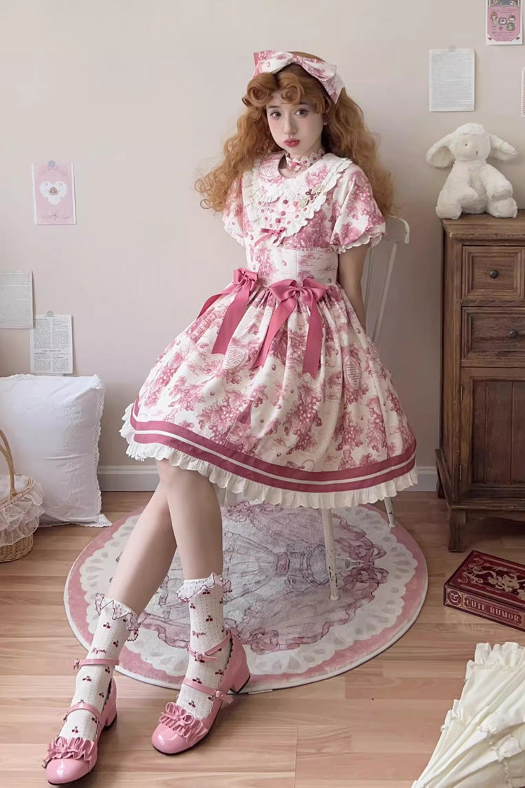 Grape Moon Lolita Dress - Short Sleeve, Multi-Layer Ruffle