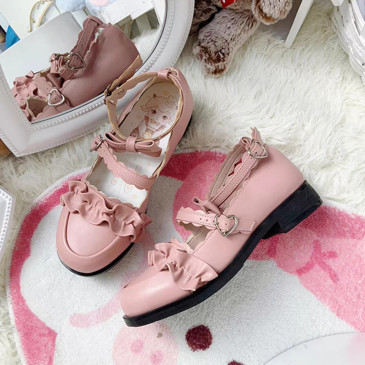 Ruffled Bowknot Mary Janes - Kawaii Lolita Shoes