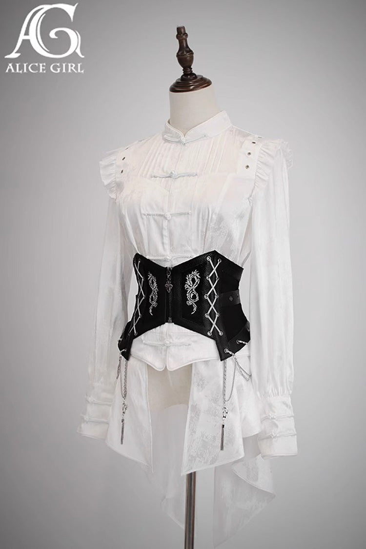 Zipper Lace-Up Classic Waistband in Black