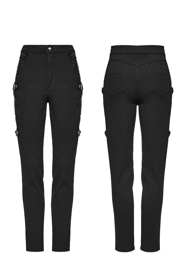 Glossy Vinyl Stitched Punk Trousers for Women