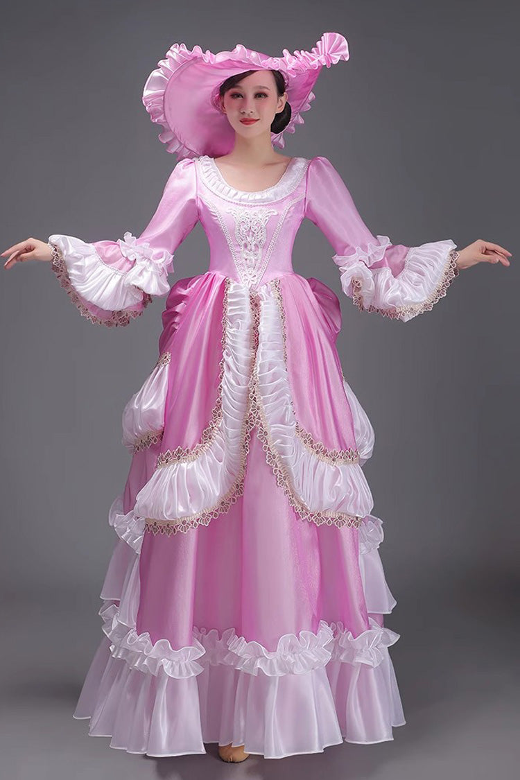 European Princess Dress with Multi-Layer Ruffles, Long Sleeves