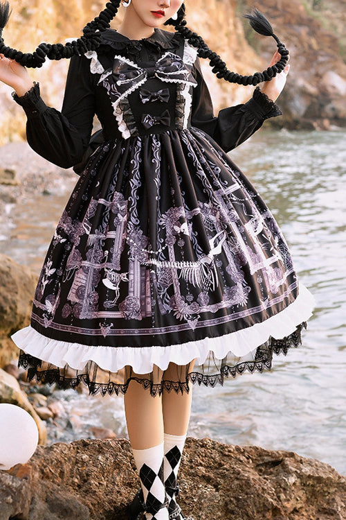 Front and Back Big Bows Pattern Print JSK Dress