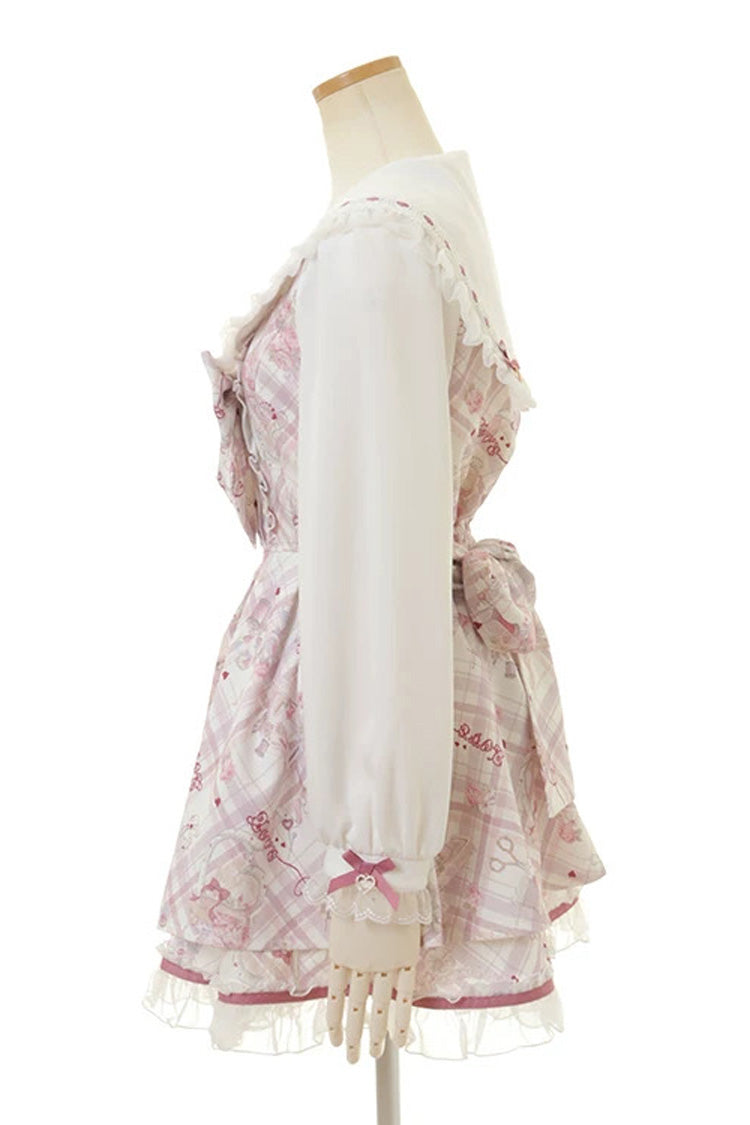 Sewing Bear Plus Size Jirai Kei Dress with Print and Bowknot